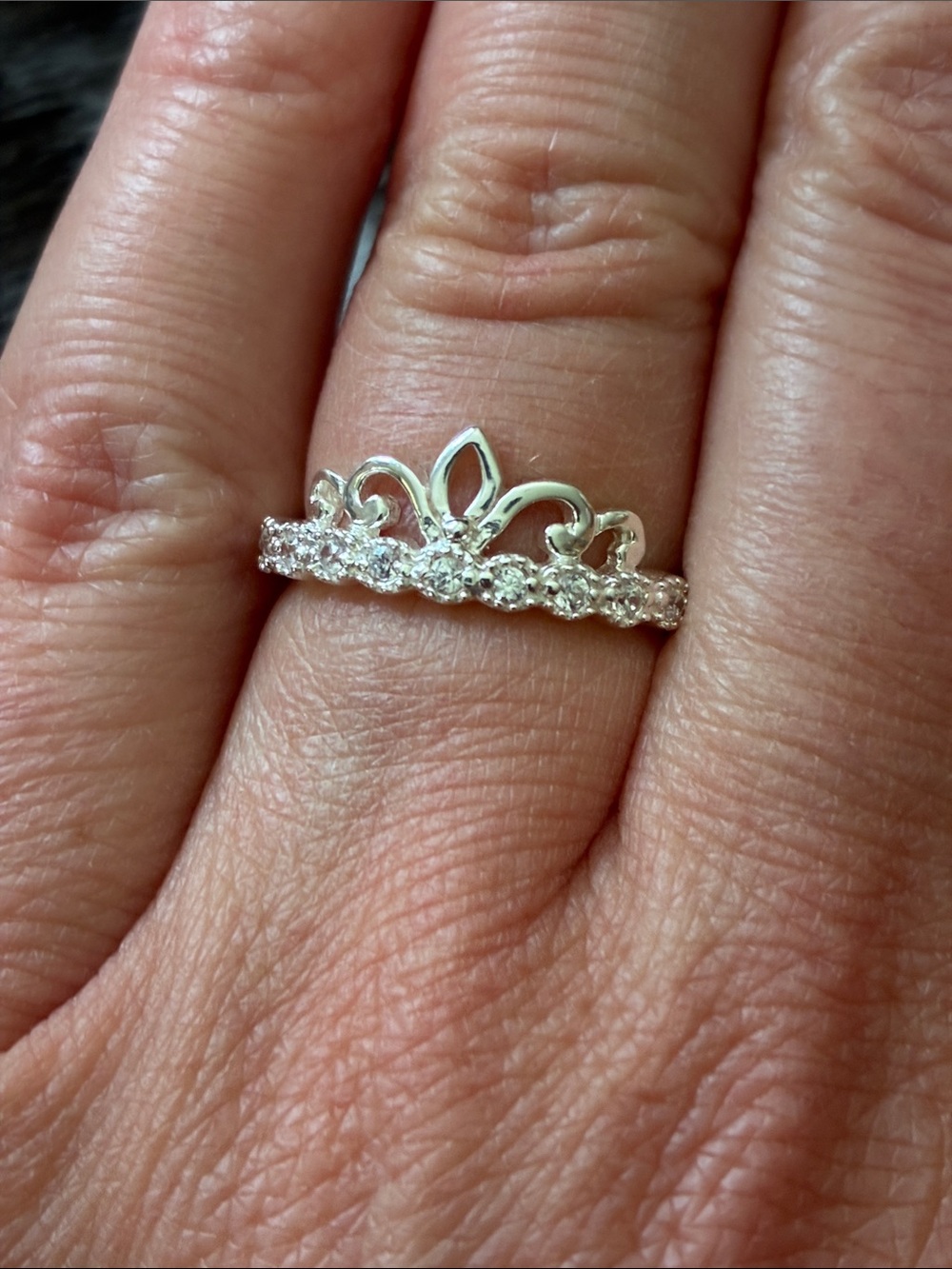 Silver Tiara Cubic Zirconia Stackable Ring - Silver